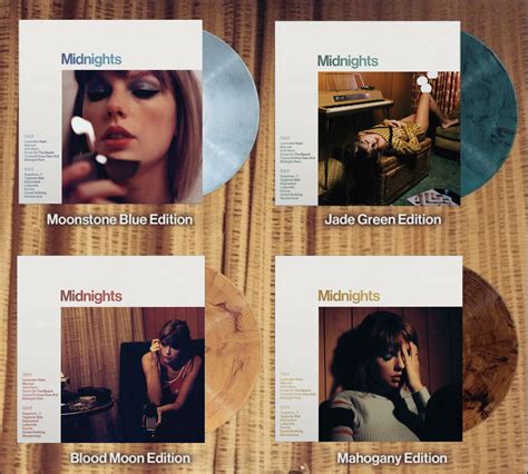 Taylor Swift – Midnights. Tracklist. Notes. Four vinyl and CD variants, marketed as "special editions", were available on Taylor Swift's webstores for pre-order, …